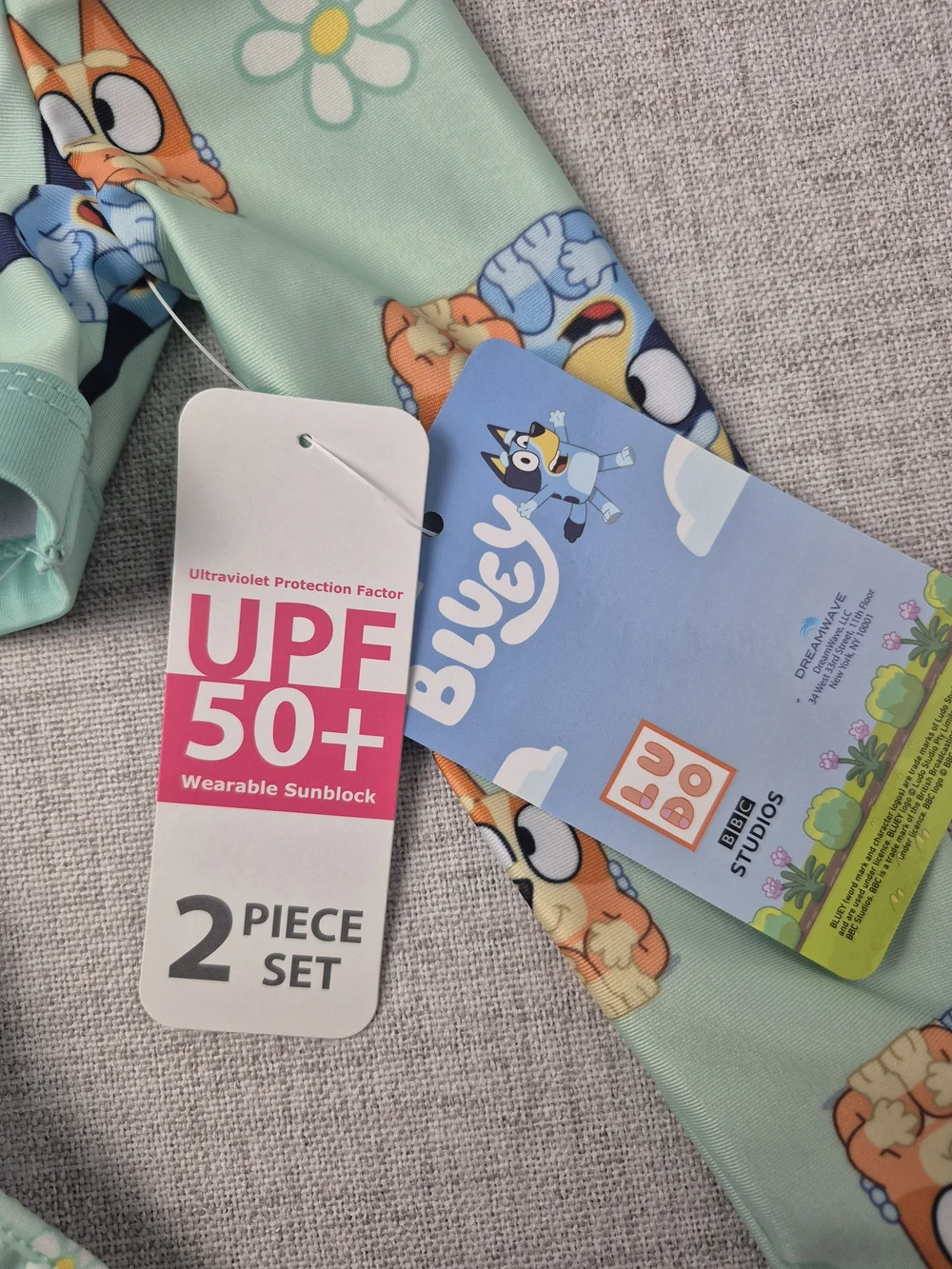 NWT Bluey 2-Piece Rashguard Swimsuit Mint Green 18M